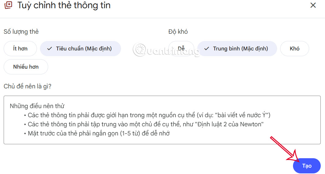 Instructions for creating Flashcards and Quizzes on NotebookLM Picture 3