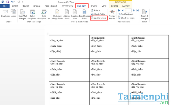 Instructions for creating Labels and mailing labels on Word 2013 quickly Picture 9
