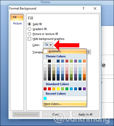 Instructions for creating PowerPoint background color effects - Create a new background for slides Picture 13