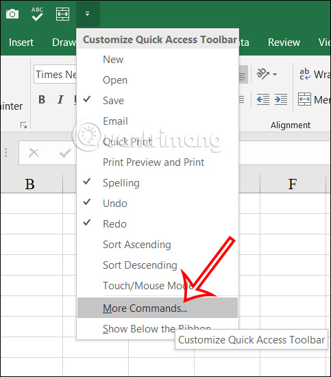 Instructions for customizing the Quick Access bar on Excel Picture 6