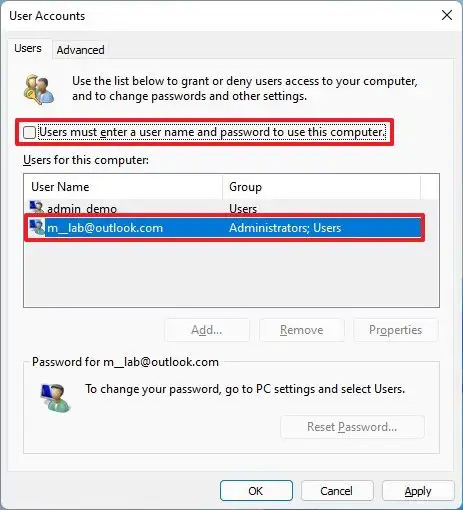 images 1 of Instructions to delete login password on Windows 11
