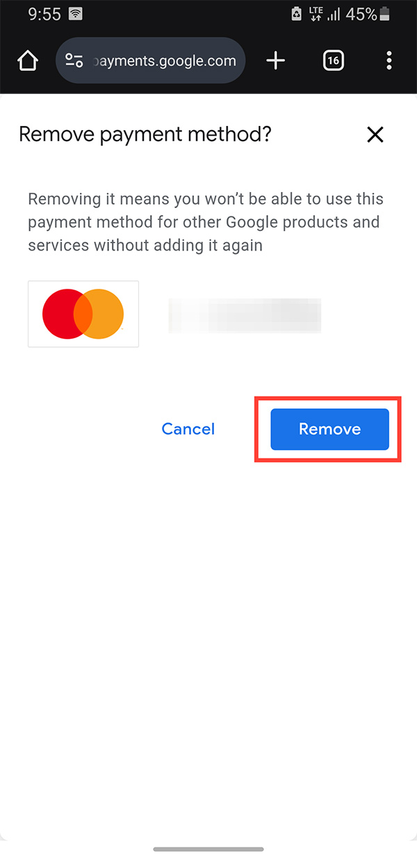 How to remove payment method from Google Play Picture 3