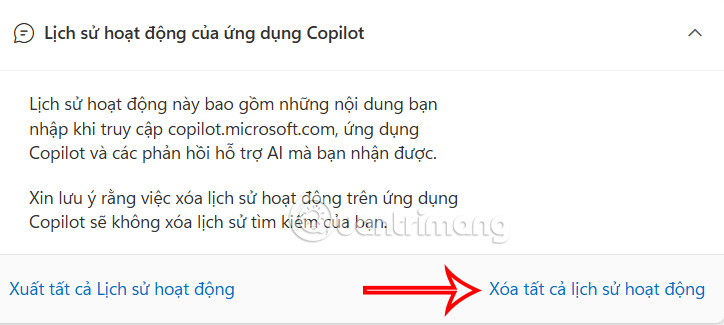 Instructions for deleting Microsoft Copilot activity history Picture 4