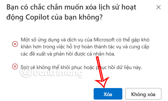Instructions for deleting Microsoft Copilot activity history Picture 5