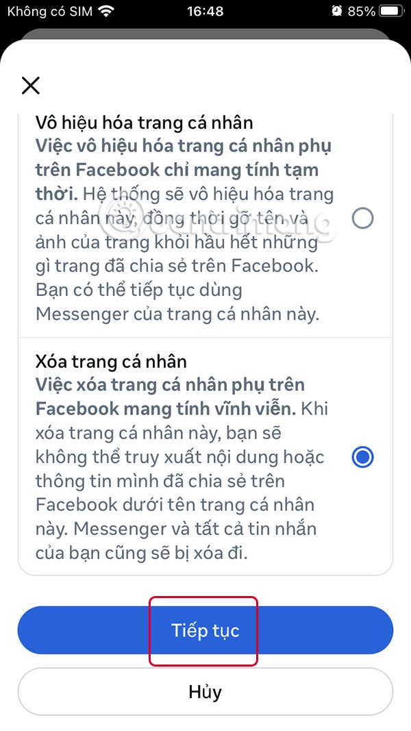 Instructions to delete Facebook personal page permanently Picture 8