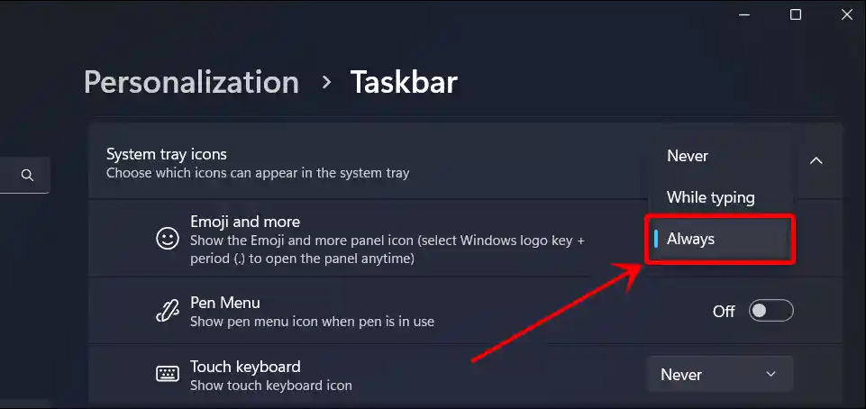 Instructions to display emoji on Windows 11 Taskbar Picture 3