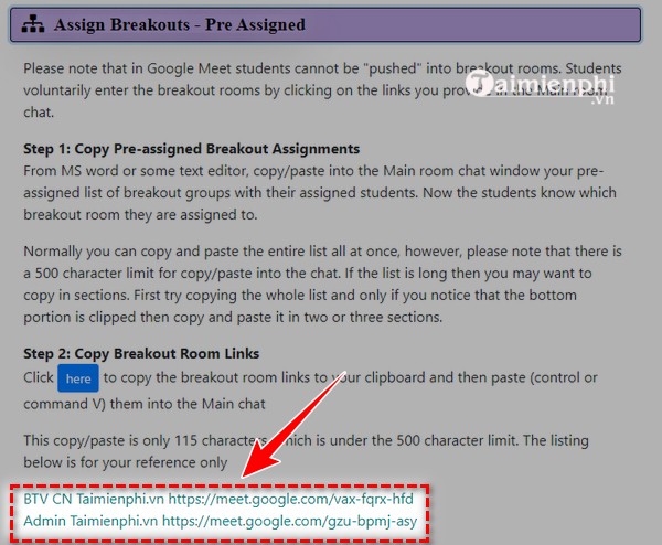Instructions for dividing groups in Google Meet Picture 17