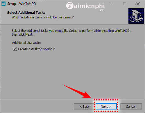 Instructions for downloading and installing WinToHDD, installing Win without USB Picture 7