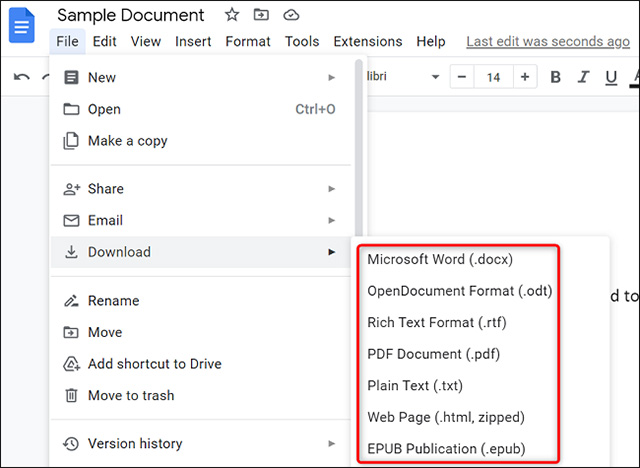 Instructions for downloading documents from Google Docs Picture 1