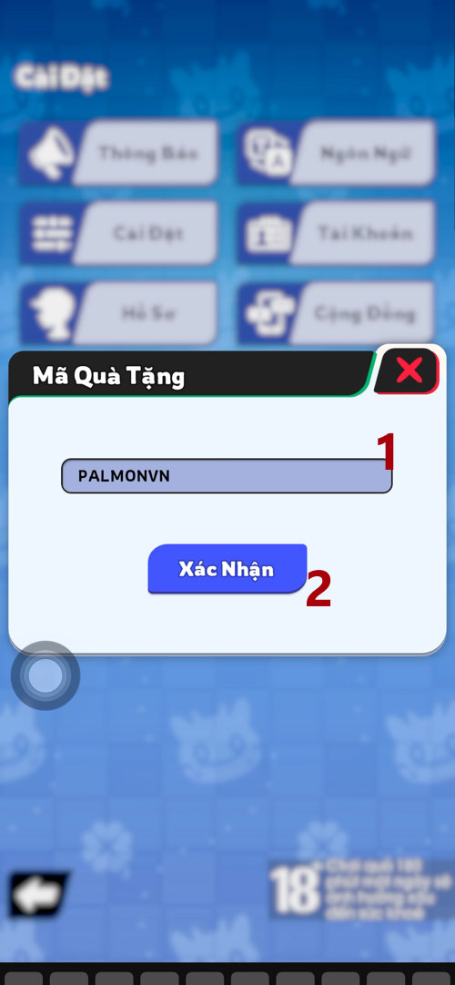 Instructions for entering code Palmon Survival War Picture 4