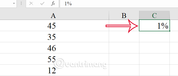 Instructions for formatting % in Excel Picture 1