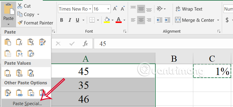 Instructions for formatting % in Excel Picture 2