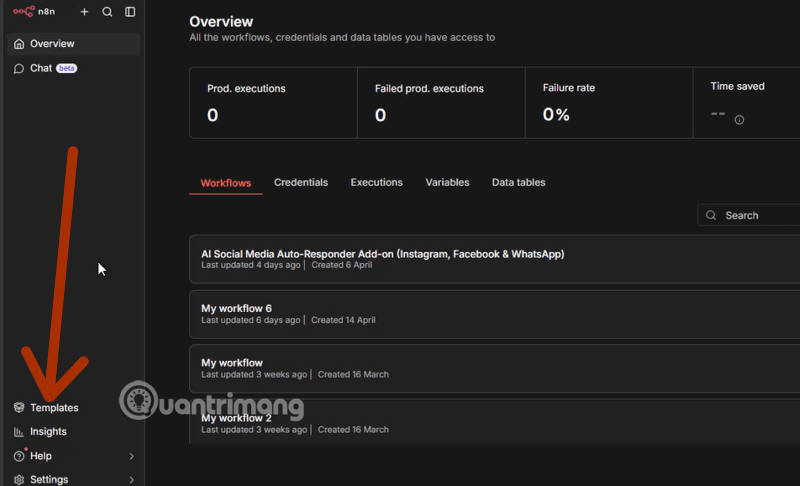 Picture 1 of Instructions on Importing Pre-Made Templates into Workspace on n8n