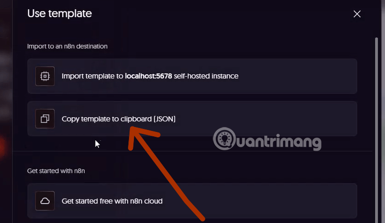 Picture 6 of Instructions on Importing Pre-Made Templates into Workspace on n8n