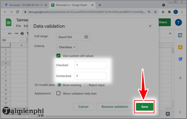 Instructions for inserting checkboxes on Google Sheets, Google Spreadsheets Picture 8