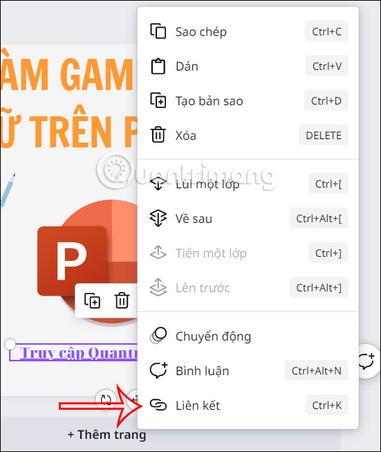 Instructions for inserting links into content on Canva Picture 3