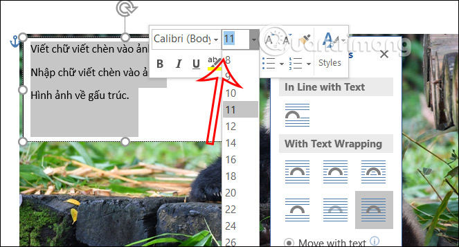 Instructions for inserting text into images in Word - Design banners, greeting cards,... Picture 4