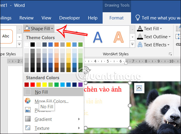 Instructions for inserting text into images in Word - Design banners, greeting cards,... Picture 5