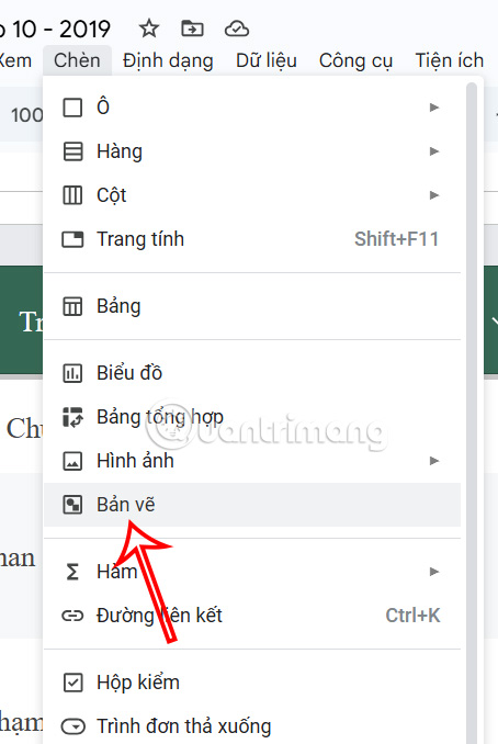 Instructions for inserting watermark into Google Sheets Picture 1