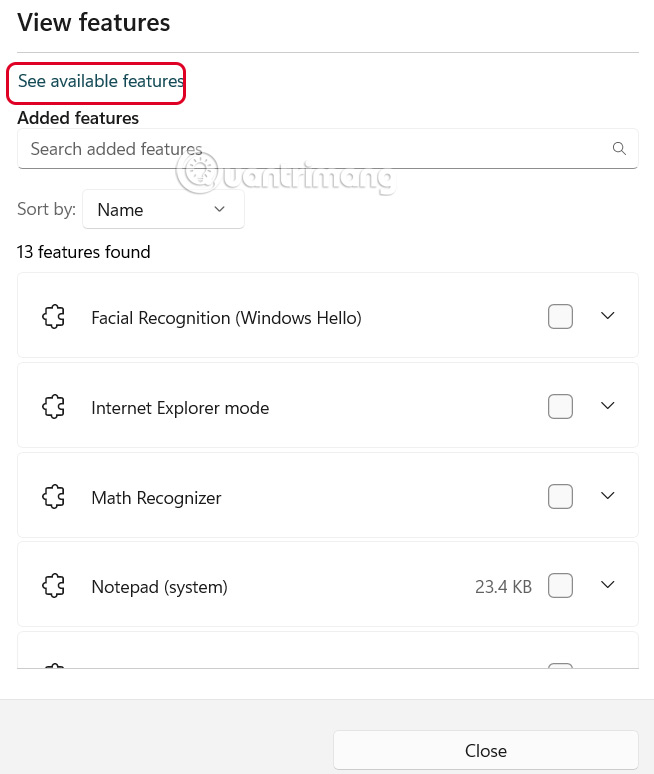 Instructions for installing and removing optional features in Windows 11 Picture 3