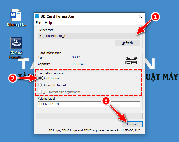 Picture 7 of Instructions for installing and using SD Formatter