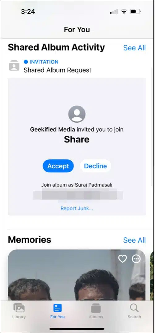 Instructions for joining shared albums on iPhone Picture 2