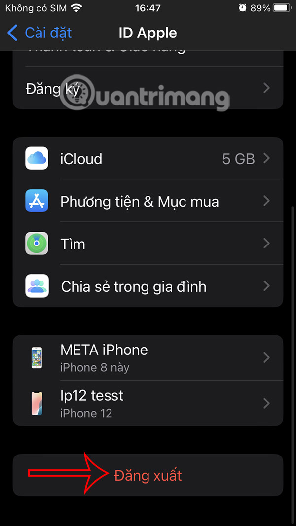Instructions for logging out of Mail on iPhone Picture 9