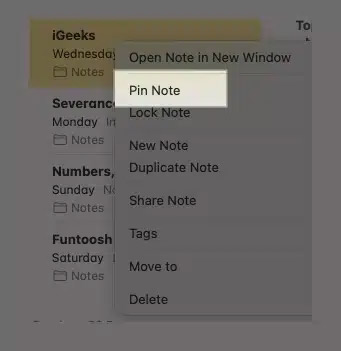 How to pin notes on Apple Notes - Mark important notes Picture 11
