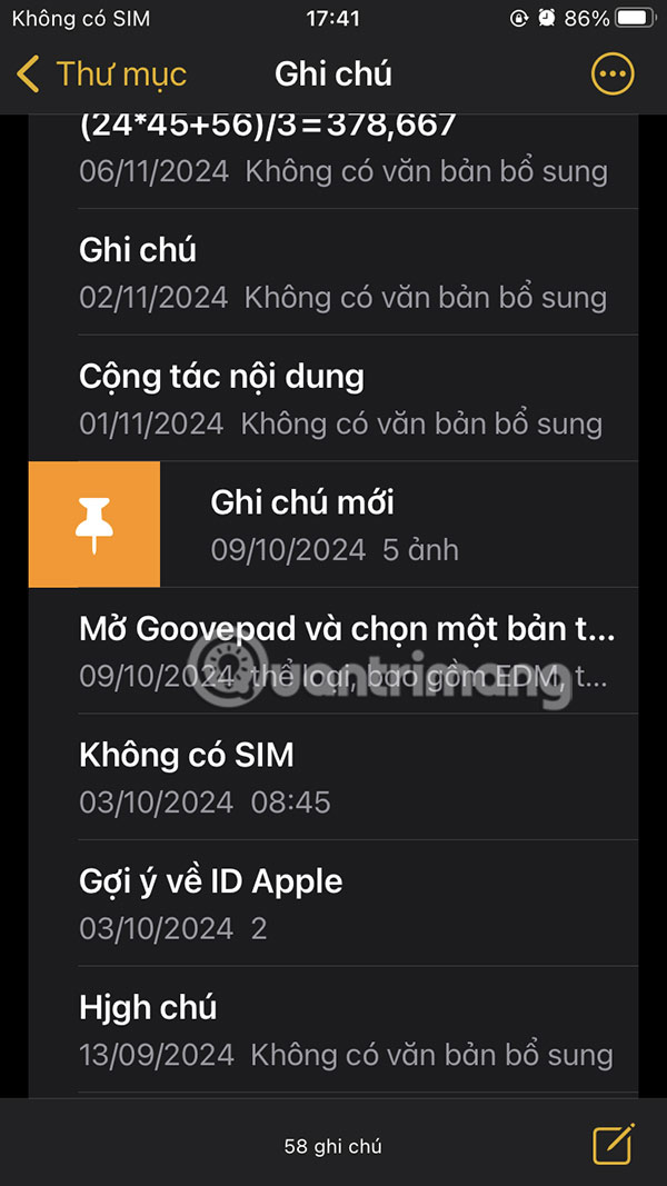How to pin notes on Apple Notes - Mark important notes Picture 5