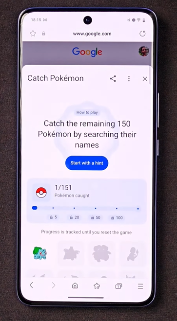 Instructions for playing Pokemon catching game on Google Picture 3
