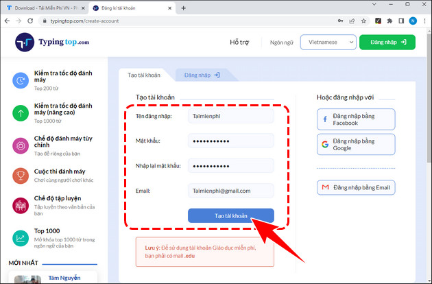 Instructions for practicing fast keyboard typing, effective 10-finger typing Picture 1