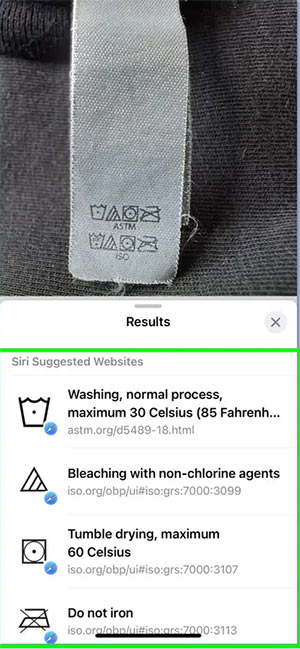 Instructions for reading clothing label information on iPhone Picture 3