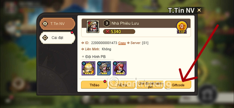 Instructions for redeeming the code for Lu Khach Dai Luc: Idle RPG and the latest code Picture 1