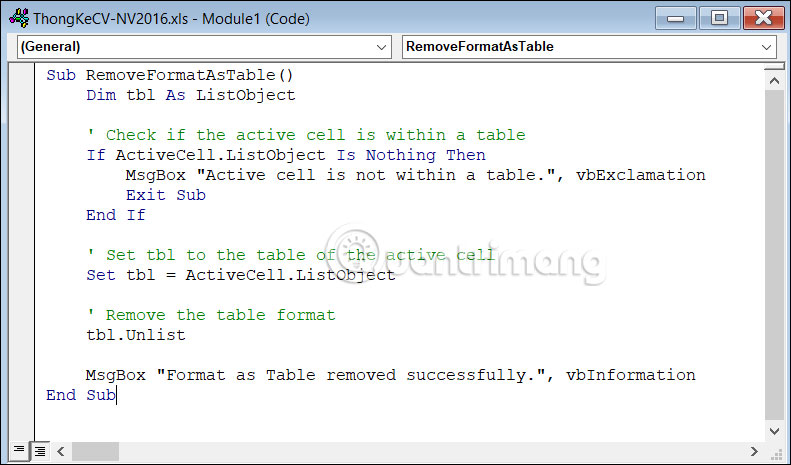 Picture 10 of Instructions on how to remove table formatting in Excel