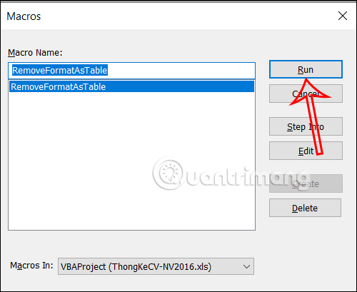 Picture 11 of Instructions on how to remove table formatting in Excel