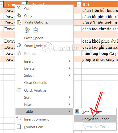 Picture 5 of Instructions on how to remove table formatting in Excel