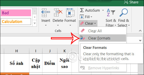 Picture 8 of Instructions on how to remove table formatting in Excel