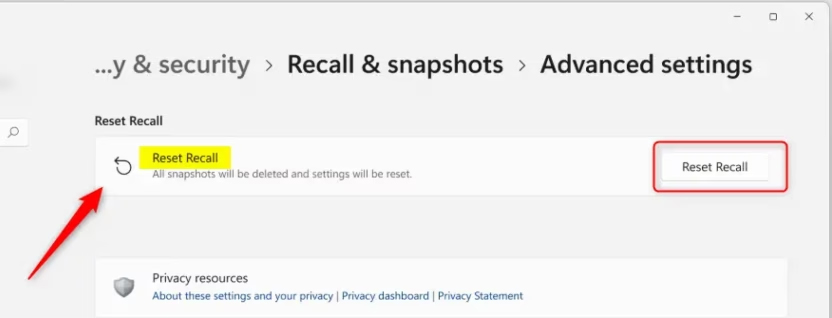 Instructions for resetting Recall in Windows 11 Picture 2