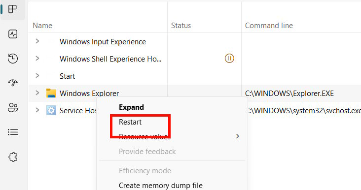 Instructions on how to restart the Taskbar on Windows 11 Picture 2