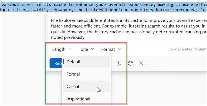 Instructions for rewriting Notepad text using AI Picture 3
