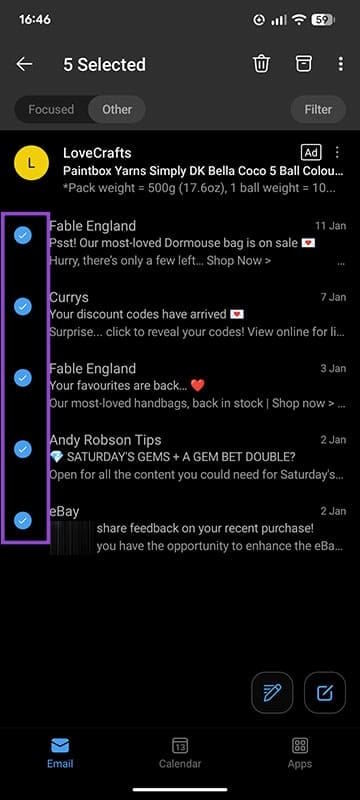 Instructions on selecting multiple emails in Outlook Picture 4