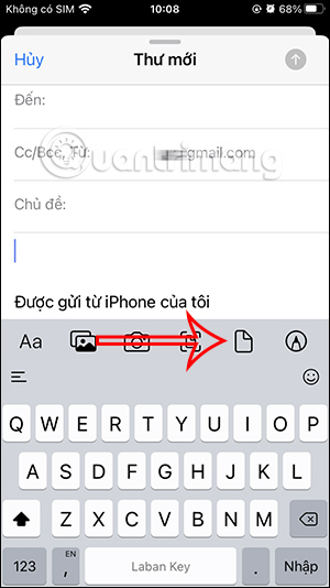 Instructions on how to send emails with attachments on iPhone. Picture 12