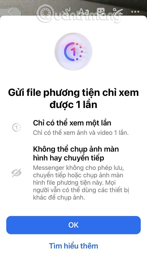 Instructions for sending photos that can only be viewed once on Messenger Picture 3