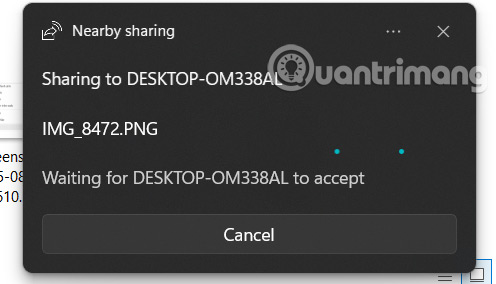 Instructions for sharing files using Nearby Sharing Windows 11 Picture 6