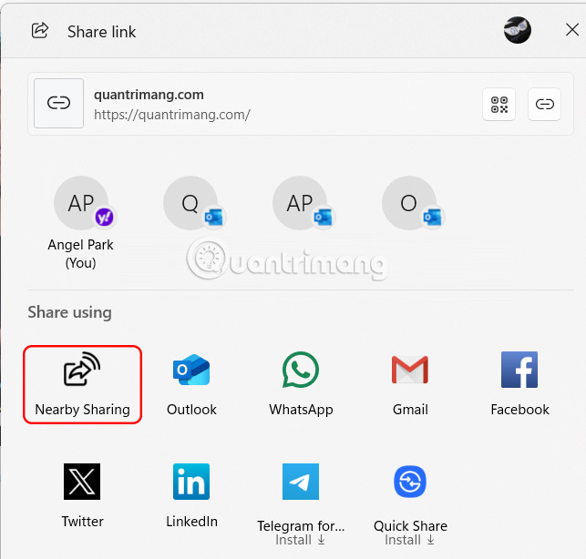 Instructions for sharing files using Nearby Sharing Windows 11 Picture 8