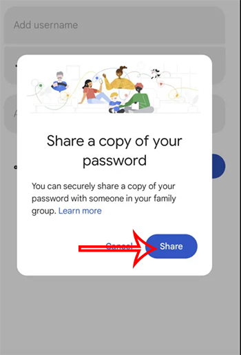 Instructions for sharing passwords in Google Family Picture 3