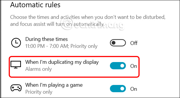 Instructions for turning off notifications appearing on the presentation screen Picture 3
