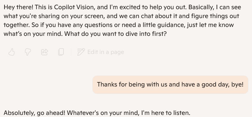 Instructions on using Copilot Vision to analyze screen content. Picture 4