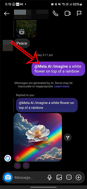 Instructions for using Meta AI on WhatsApp Picture 4