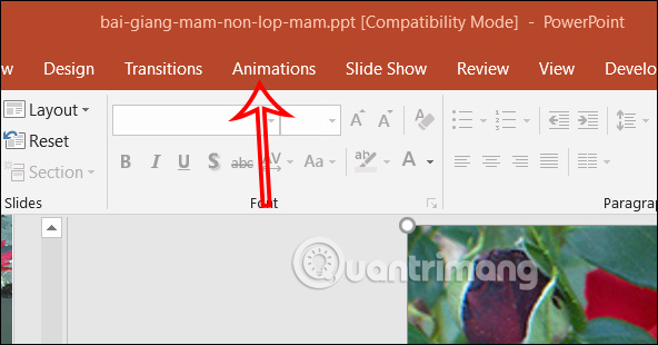 Instructions for using the disappearing effect in Powerpoint Picture 1